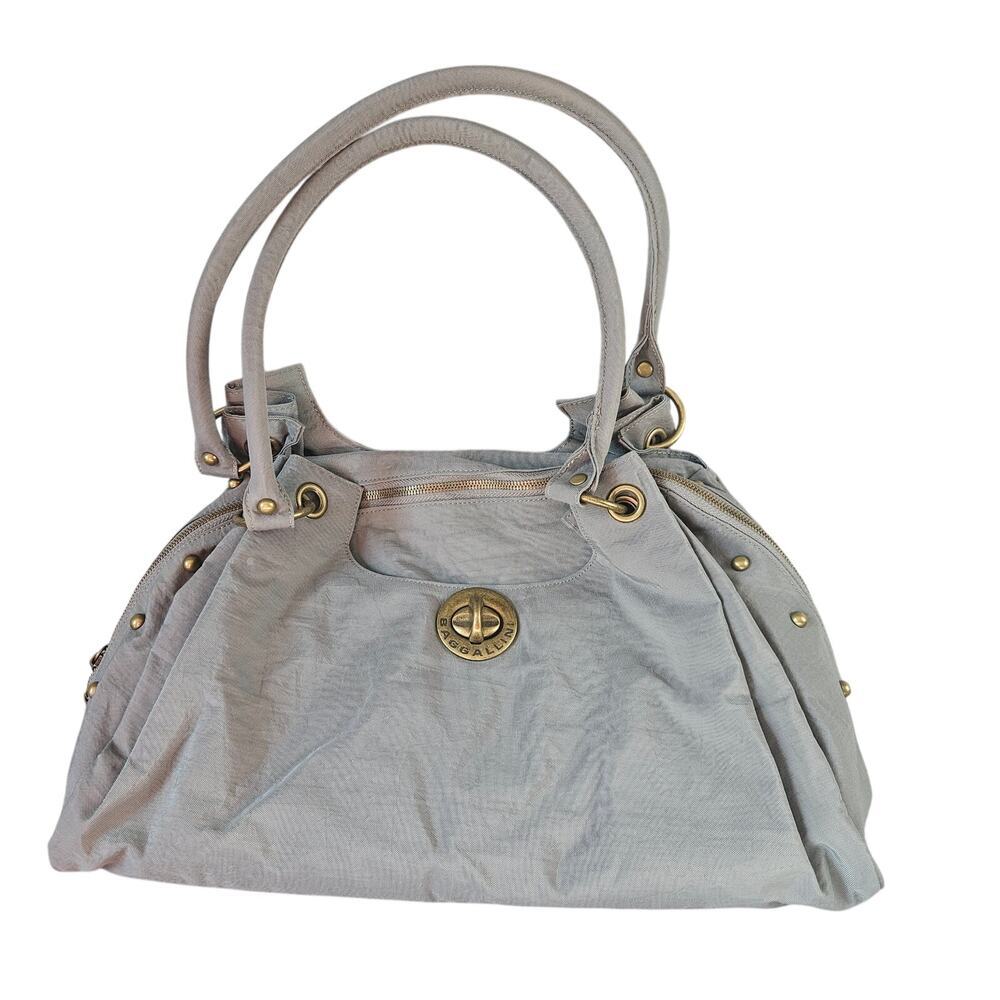 Baggallini Gray Nylon Shoulderโ Handbag Zip Top Lightweight Travel Purse